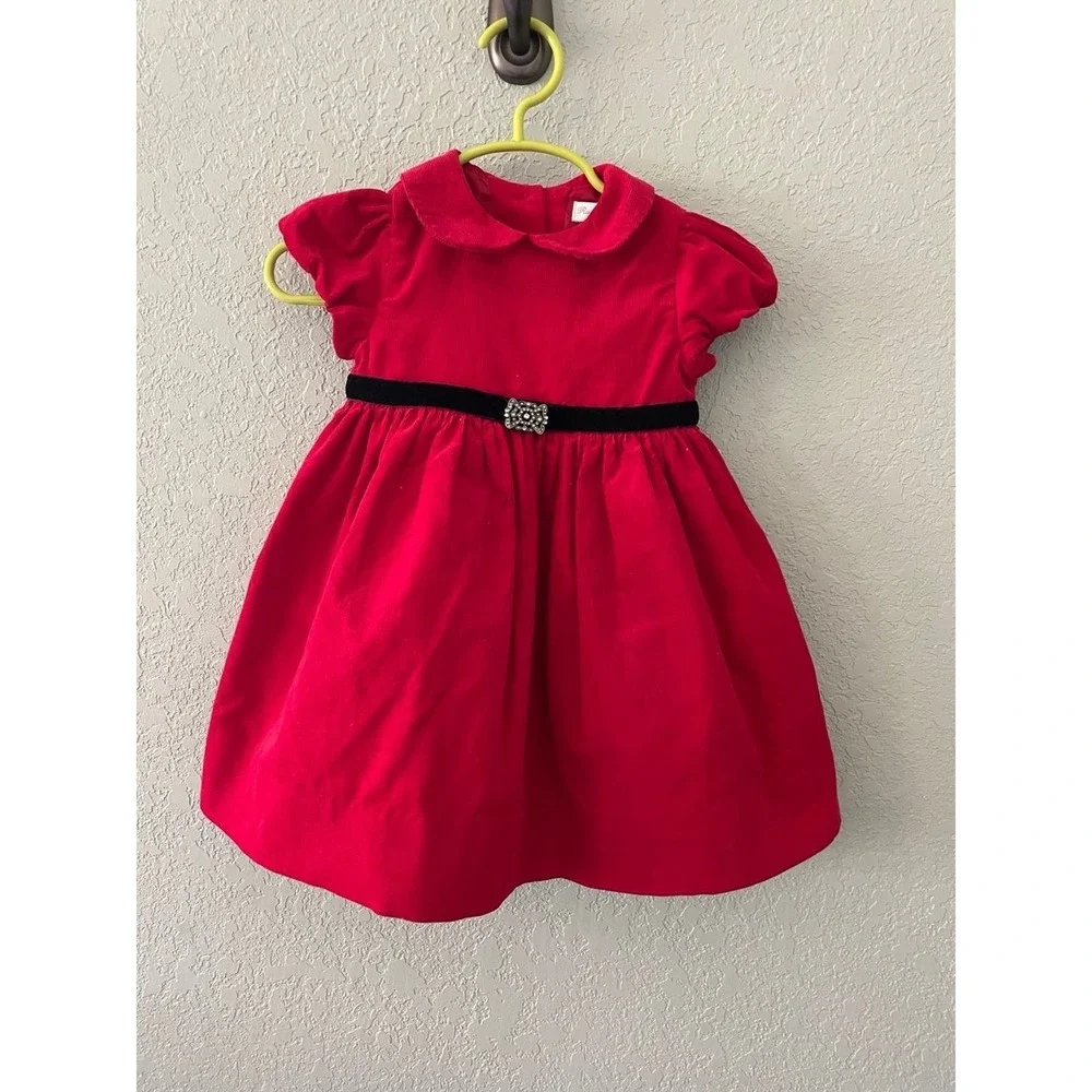 Ralph‎ Lauren Girls 6 Month Red Corduroy Collared Dress